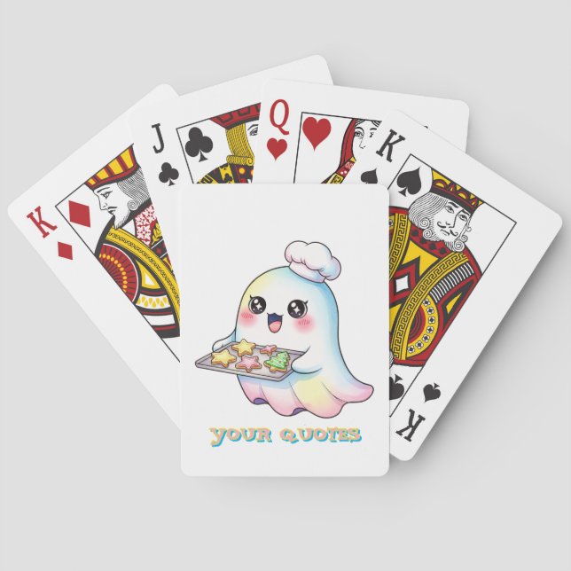 Kawaii Ghost Chef With Christmas Cookies Casinokort (Baksidan)