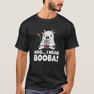Kawaii Ghost Cow with Boba Tea Costume for Hallowe T Shirt