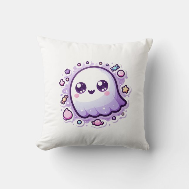 Kawaii Ghost Dekorativ kudde Cute Pastel Halloween (Framsida)