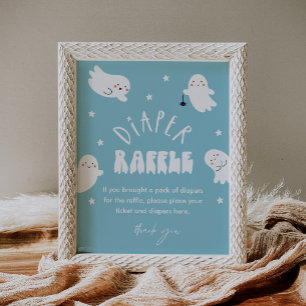Kawaii Ghost Diaper Raffle Baby Shower Game Sign Poster