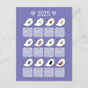 Kawaii Ghost Favorites 2025 Calendar Vykort