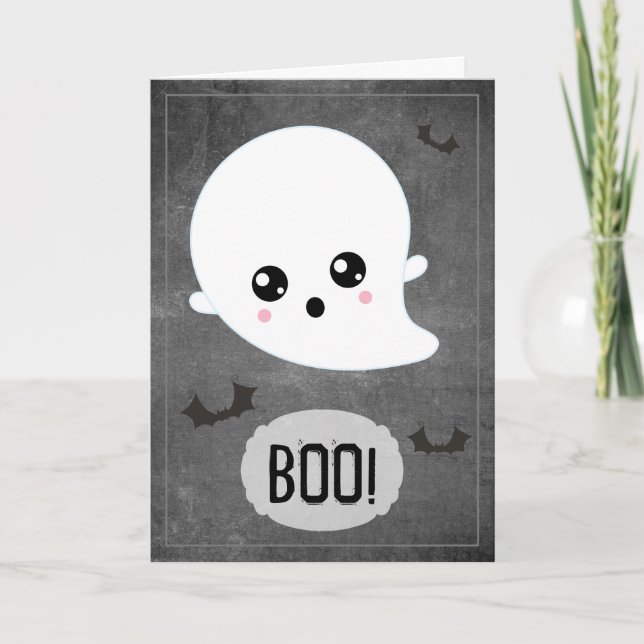 Kawaii Ghost Halloween Kort (Framsida)