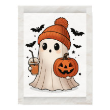Kawaii Ghost Halloween Poster - Cute Wall Art