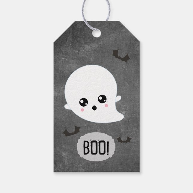 Kawaii Ghost Halloween Presentetikett (Framsidan)