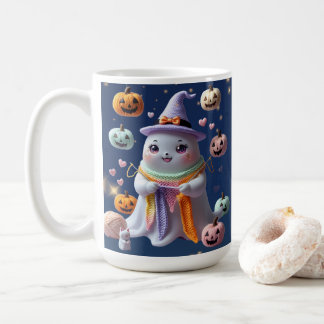 Kawaii Ghost Knitting Mugg - Cute Halloween Gift f