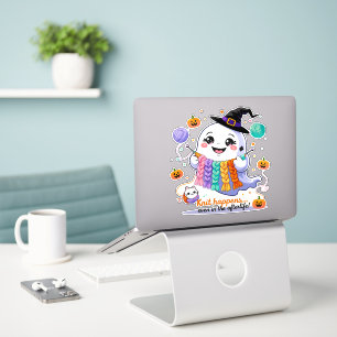 Kawaii Ghost Knitting Sticker - Cute Halloween Gif Klistermärken