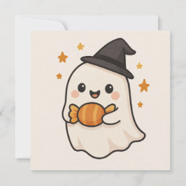 Kawaii Ghost med Halloween Candy Inbjudningar