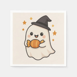 Kawaii Ghost med Halloween Candy Pappersservett