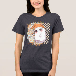 Kawaii Ghost med kaffe och Daisy - Cute Mysigt T Shirt