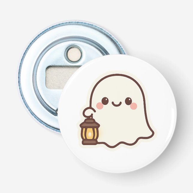 Kawaii Ghost med Lantern - Cute Spirit Design Flasköppnare (Framsidan)
