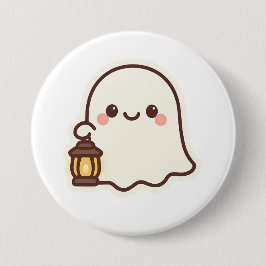 Kawaii Ghost med Lantern - Cute Spirit Design Knapp