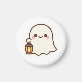 Kawaii Ghost med Lantern - Cute Spirit Design Magnet