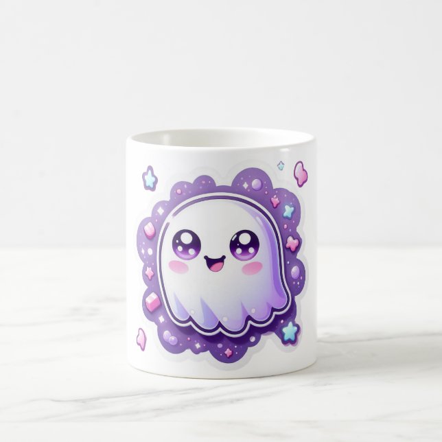 Kawaii Ghost Mugg Cute Pastel Halloween Coffee Kop (Center)