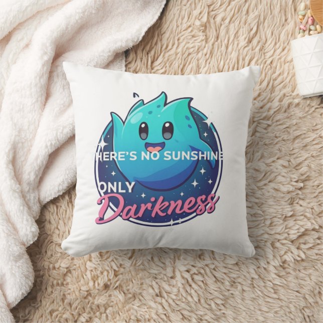 Kawaii Ghost No Sunshine Only Darkness Aesthetic Kudde (Filt)