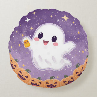 Kawaii Ghost Round Pillow 💫👻 Rund Kudde