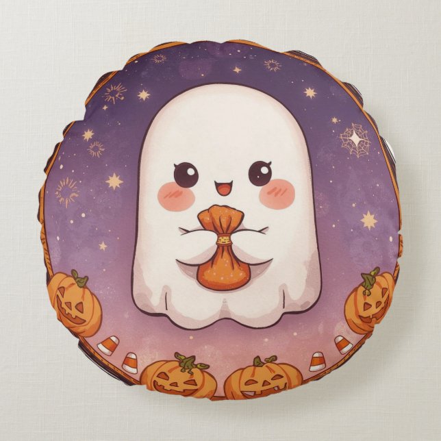 Kawaii Ghost Rund Kudd  Kudde (Framsidan)