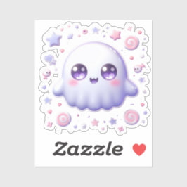 Kawaii Ghost Vinyl Sticker - Cute Pastel Halloween Klistermärken