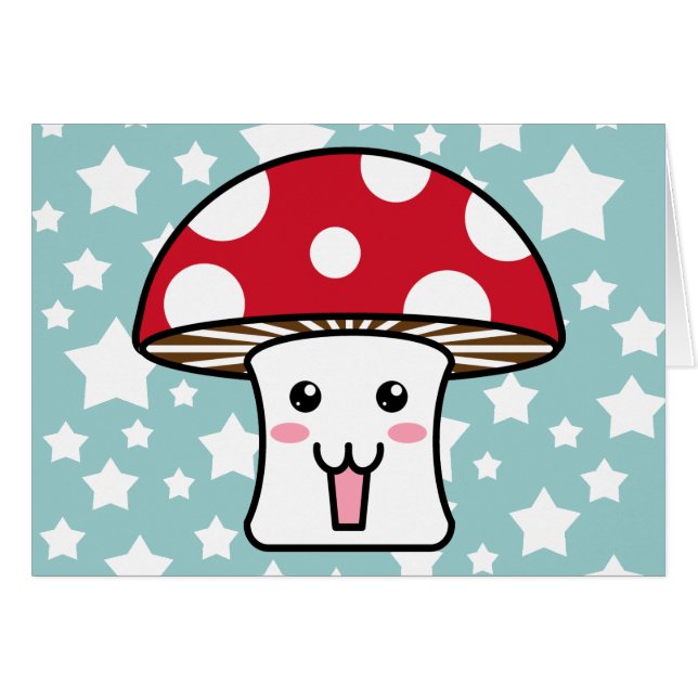 Kawaii giftsvamp hälsningskort (Framsidan Horizontal)