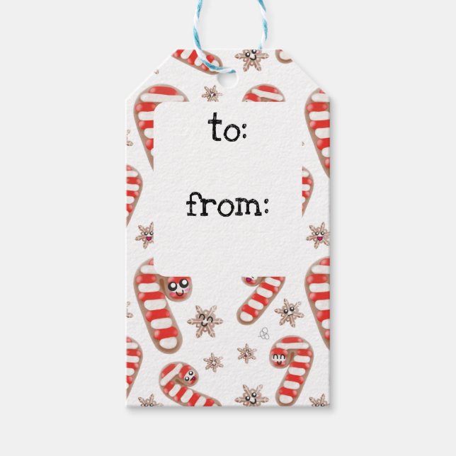 Kawaii Ginger Bread-jul Presentetikett (Framsidan)