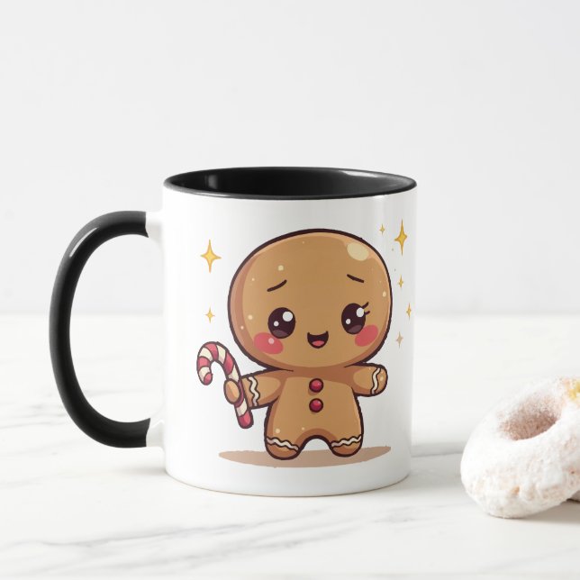 Kawaii Gingerbread Man Cute Christmas Coffee Mug Mugg (Med munk)
