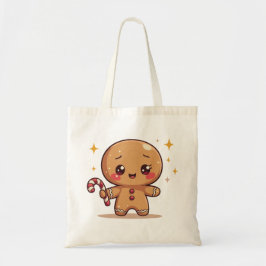 Kawaii Gingerbread Man Cute Christmas Tote Bag Tygkasse