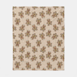 Kawaii Gingerbread Man Pattern Fleecefilt