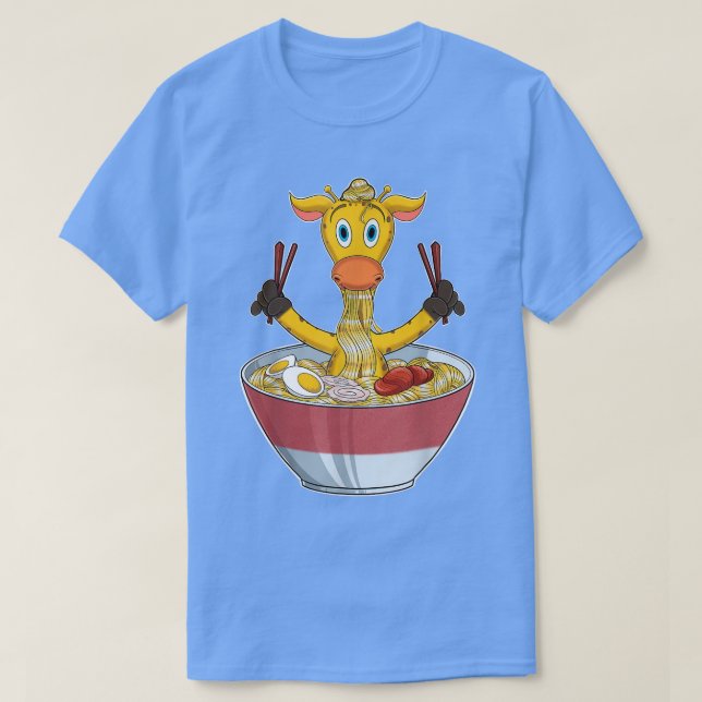 Kawaii Giraffe Japanska Ramen Noodles I Otaku Anim T Shirt (Design framsida)