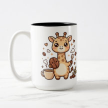 Kawaii Giraffe Kaffe Tvåtons Mugg