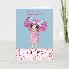 Kawaii Girl Födelsedagskort med PinkyP Helgkort