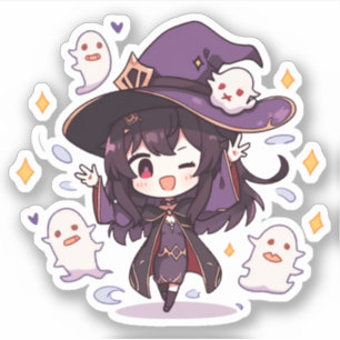 Kawaii Girl och Spöken Klistermärken