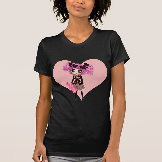 Kawaii Girl PinkP - skolflicka T-shirt (Framsida)
