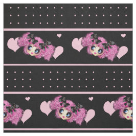 Kawaii Girl PinkP - trendig black rosa hearts Tyg