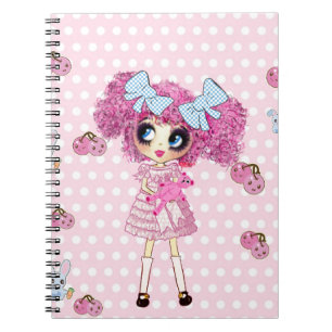 Kawaii Girl PinkyP gullig flicka Anteckningsbok Med Spiral
