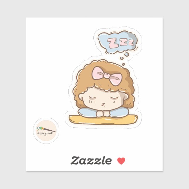 Kawaii Girl Sleeping Scrapbooking Sticker Klistermärken (Ark)