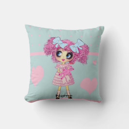 Kawaii Girl - Söt Pinky P pastel blue Kudde