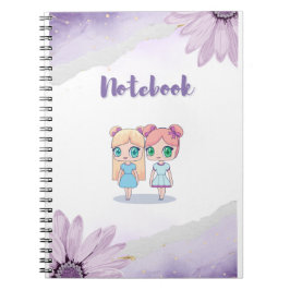 Kawaii Girls: Spiral Notebook för barn Anteckningsbok