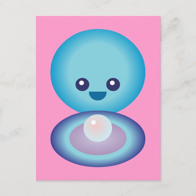 Kawaii Glad Mussla Vykort (Framsida)