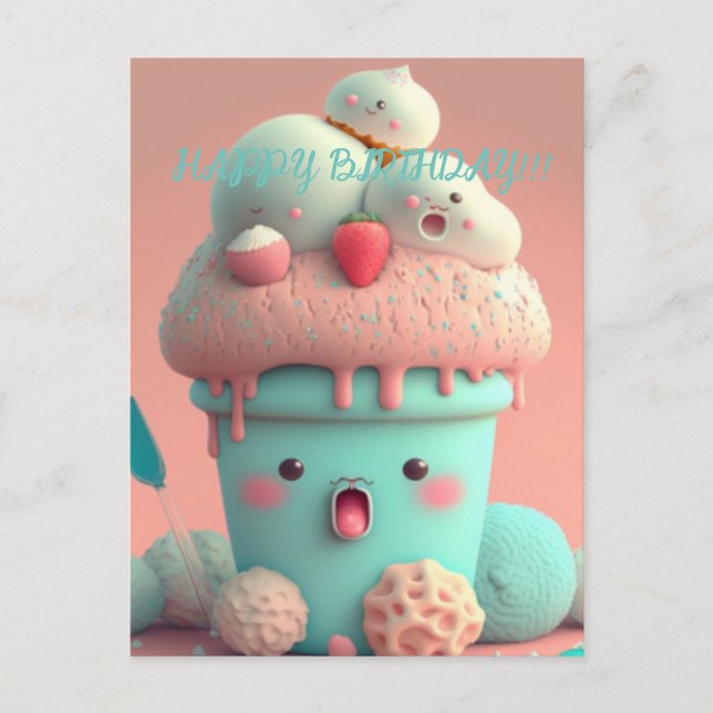 Kawaii glass för glass    vykort (Framsida)