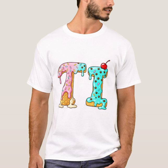 Kawaii glass initial Söt glassbokstav T Shirt (Framsida)