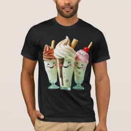 Kawaii Glass Isstrio Söta Efterrätstkaraktärer T Shirt