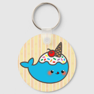 Kawaii glass Narwhal Nyckelring
