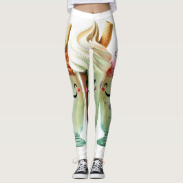 Kawaii Glass Trio Söta Efterrätstkaraktärer Leggings