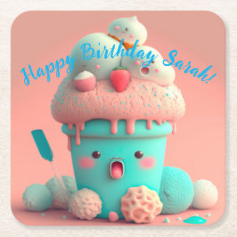 Kawaii glass underlägg papper kvadrat