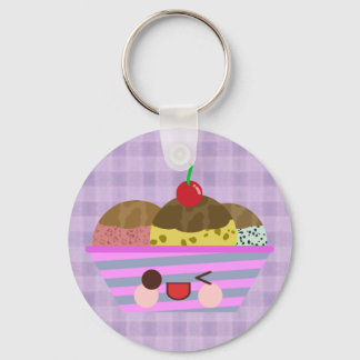 Kawaii Glassflakssmäkker läckra Plaid Nyckelring