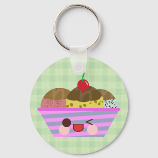 Kawaii Glassflakssmäkker läckra Plaid Nyckelring