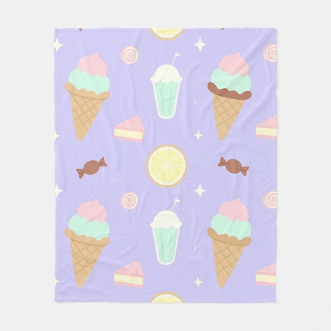 Kawaii Glasskalldesign Fleecefilt (Framsidan)
