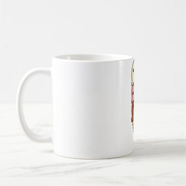 Kawaii Glasskone med trippelskopa Kaffemugg (Vänster)