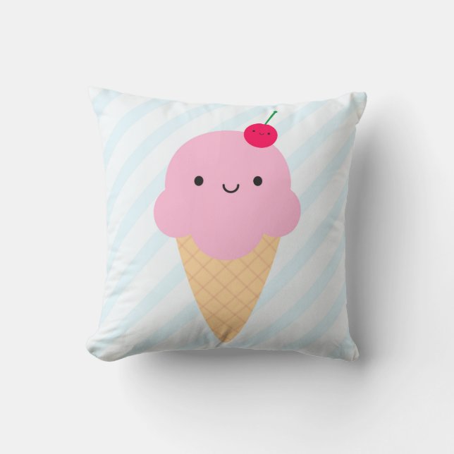 Kawaii glasskotte & isglass/Popsicle Kudde (Framsida)