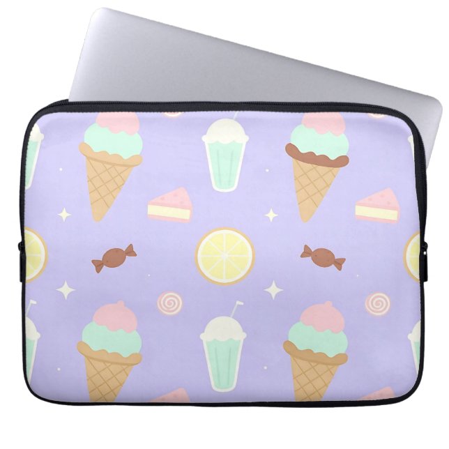 Kawaii Glasskrem Godis Mönster Laptop Fodral (Framsidan)