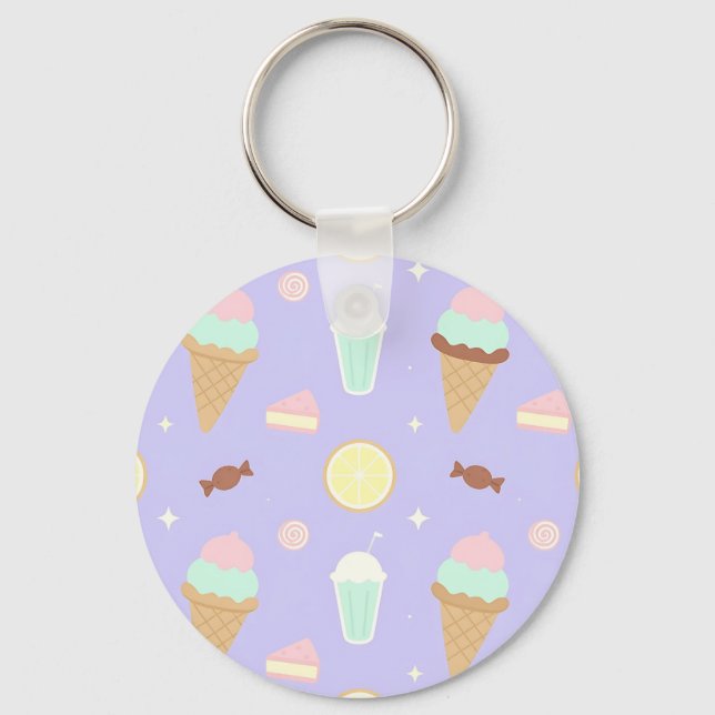 Kawaii Glasskrem Godis Mönster Nyckelring (Framsida)